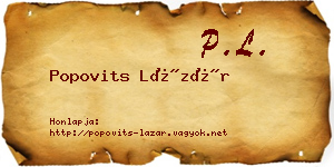 Popovits Lázár névjegykártya